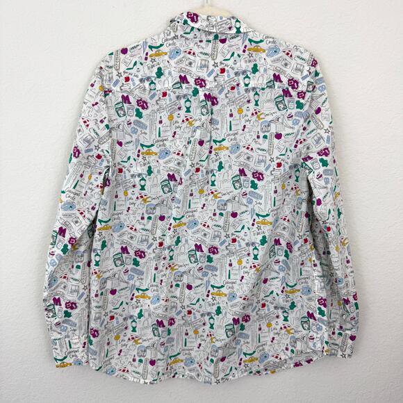 Talbots Womens Button Front Shirt Top Size L New York City 100% Cotton White - Picture 3 of 8